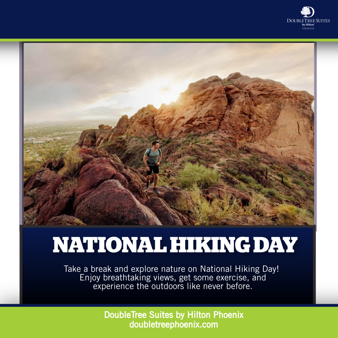 DoubletreePhx's tweet photo. 🌲 Happy National Hiking Day! 🥾 Embracing the call of the wild, one step at a time. Today, let's trade the hustle for amazing views. 🍃 Lace-up those boots, grab a friend, and let's explore the great outdoors together! #NationalHikingDay #HikeLife #HikeCamelback https://t.co/ubsbTG9vk6