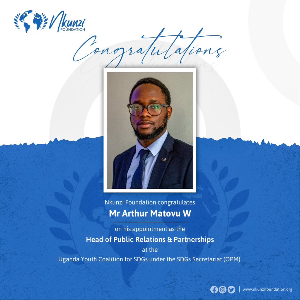 ModelPeaceForum's tweet photo. Congratulations to our Founder &amp; CEO Arthur Matovu @ArthurMatovu_ on his appointment to the Uganda Youth Coalition for Sustainable Development Goals working with @sdgs_ug as the Head Public Relations and Partnerships. We thank the coalition members for their confidence in him. 👏 https://t.co/Yl0BOeZHKo