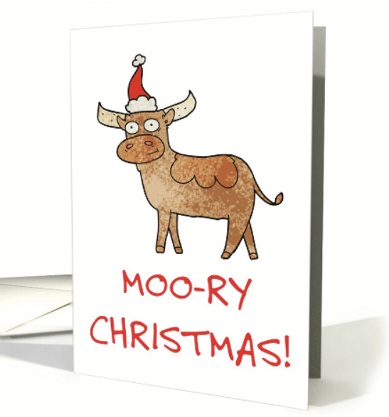 Bull with #Santa Cap Moo-ry #Christmas Funny #GreetingCard greetingcarduniverse.com/holiday-cards/… @gcuniverse #AnyCardImaginable #GreetingCards #shopsmall #Christmascards #Christmas2023 #Cards #HolidayShopping #WomeninBusiness #holidays #shopsmallbusiness #holidayseason #funny #haha #humorous