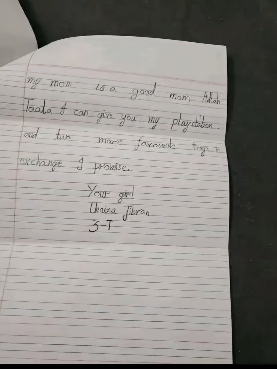 9 y/o girl wrote this letter and send it to Khana Ka’aba i.e House of Allah.