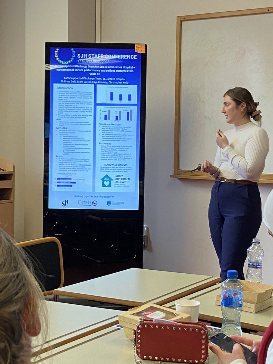 Sheila Roche (@sheilsroc) on Twitter photo Gráinne Daly Physiotherapist presenting at the moderated poster session this afternoon on the ESD service for our stroke patients - looking at service performance & patient outcomes 2 years on. #SJHConf2023 100% patient satisfaction ⭐️<a href="/stjamesdublin/">St James's Hospital</a> <a href="/niamhphysio/">Niamh Murphy</a> Gráinne Daly Physiotherapist presenting at the moderated poster session this afternoon on the ESD service for our stroke patients - looking at service performance & patient outcomes 2 years on. #SJHConf2023 100% patient satisfaction ⭐️<a href="/stjamesdublin/">St James's Hospital</a> <a href="/niamhphysio/">Niamh Murphy</a>
