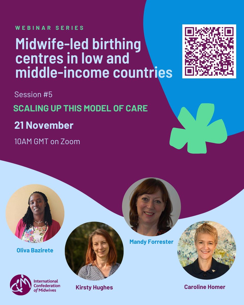 Our final webinar on Midwife-led Birth Centres in Pakistan, Uganda, Bangladesh and South Africa @world_midwives @adreanoven @BAZIRETEOliva @MidwifeMandyf @BurnetInstitute @utsSoNM Register here internationalmidwives.org