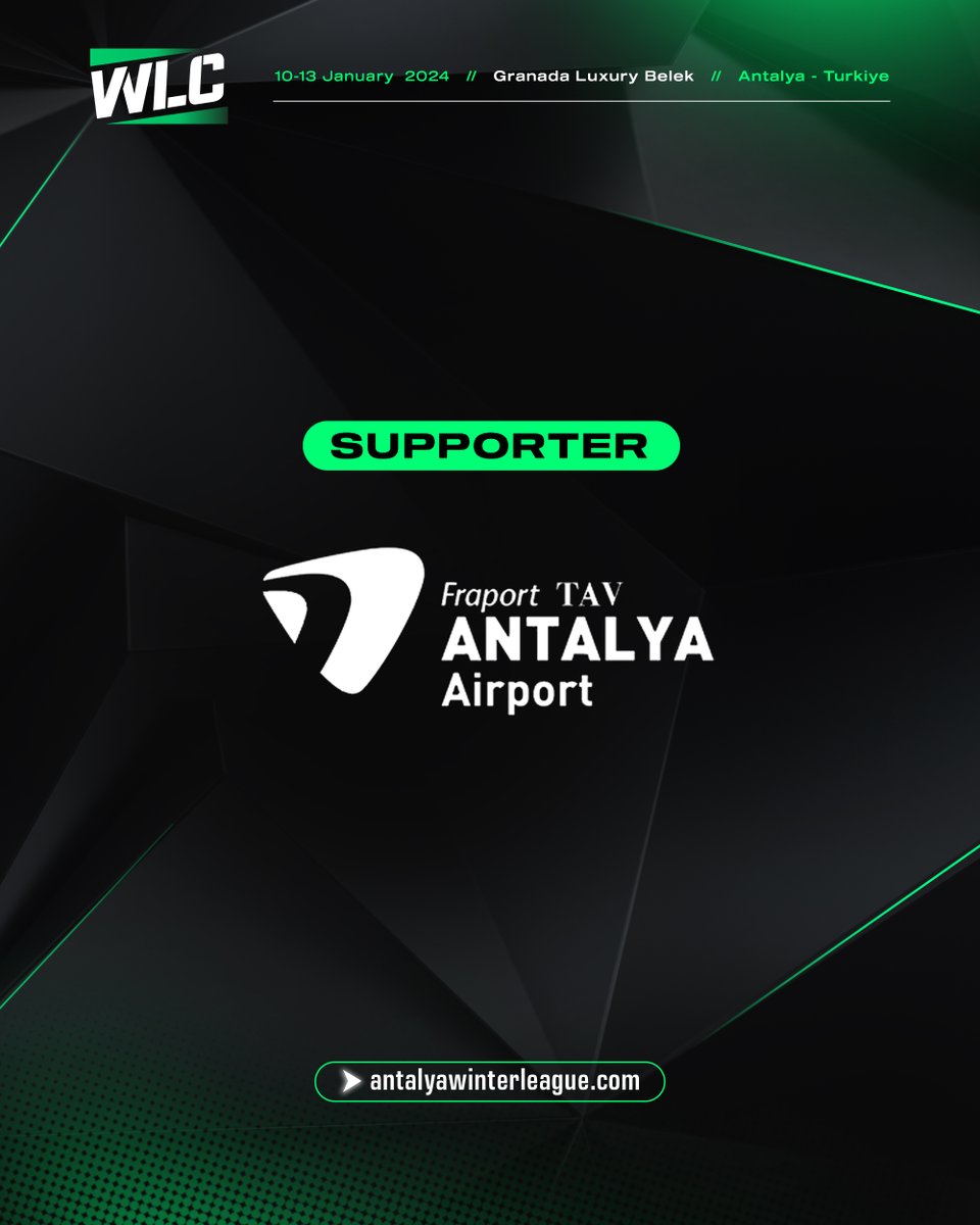 🌟 Announcement! 🌟

We are thrilled to welcome Fraport TAV Antalya Airport as the Supporter for WinterLeague Convention 2024!

@antalya_airport

#wlc24 #wlc #wlconvention #football #event #antalya #fraporttavantalyaairport