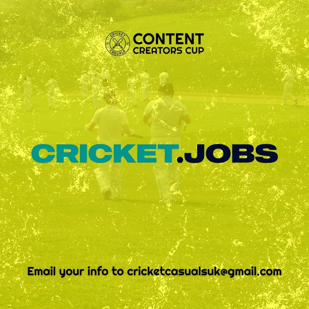 🤝 Recruitment Partner

🤩 We're delighted to announce our partnership @cricketjobs

🙌 We'll post roles and opportunities with the Cricket Casuals exclusively to cricket.jobs

🏏 Check them out if you're a cricket badger and looking for an opportunity in our sport!