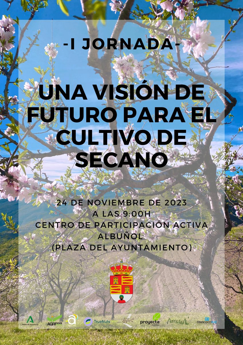 👉 El próximo viernes, 24 de noviembre, estaremos presentes en la I Jornada “Una visión de futuro para el cultivo de secano”, que tendrá lugar en la Plaza del Ayuntamiento de Albuñol a las 9:00h 🕐
¡Os esperamos a todos! 🙌