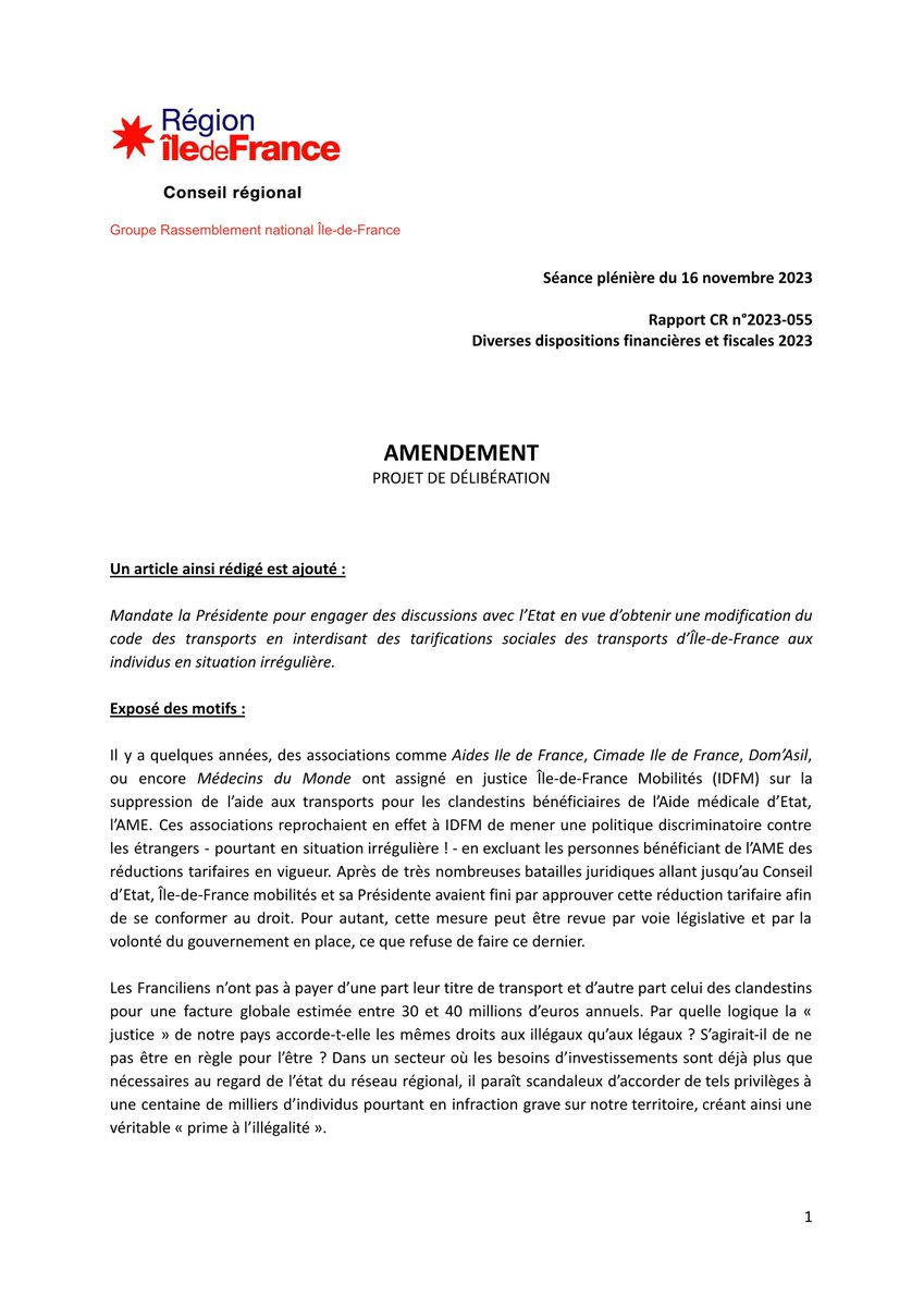 RNational_IDF's tweet photo. ✍️Le #RNIDF veut mandater @vpecresse pour engager des discussions avec l’Etat en vue d’une modification du code des transports en interdisant la gratuité des transports d' @iledefrance aux #clandestins
❌@vpecresse refuse https://t.co/txmimWZiFQ