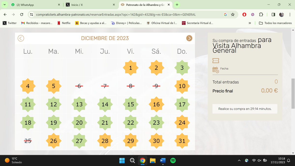 Macarena_1212's tweet photo. María tiene pensamiento de venir a Granada del 6 al 9 de diciembre, las entradas de la Alhambra: https://t.co/N1ZiO82XIm