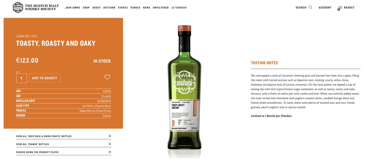 The first ever French whisky bottled by <a href="/SMWSUK/">SMWS UK</a>, coming from <a href="/ArmorikWhisky/">Armorik Whisky</a>, is released since 9am BST/10am CET this morning! Go, go, go! Obviously mine was order by 10:01 am CET :D
smws.com/toasty-roasty-…
smws.eu/toasty-roasty-…