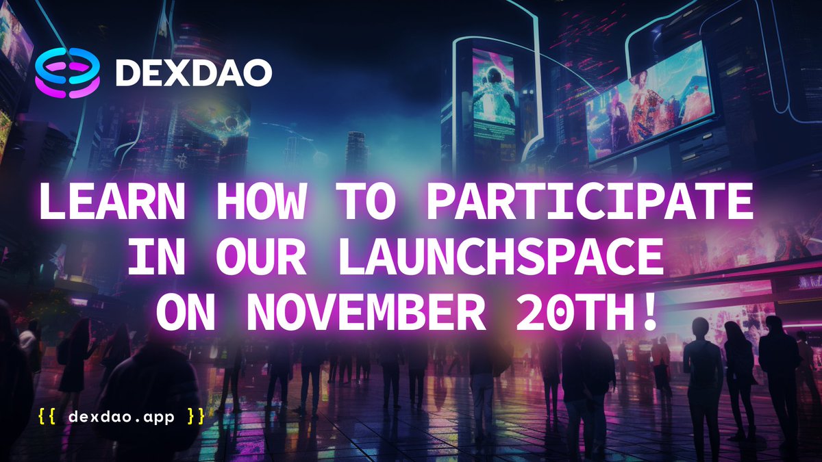 dexdaoapp's tweet photo. Earn more rewards in the coming days!
With our first Launchspace starting on 20th November, @DaoArkNews has made a quick video explaining how you can participate in it! https://t.co/T8bLv9BNUg
Use #JoinDEXDAO to get an invite code.
Don’t forget to share your own link! https://t.co/K8sn3dx3WH