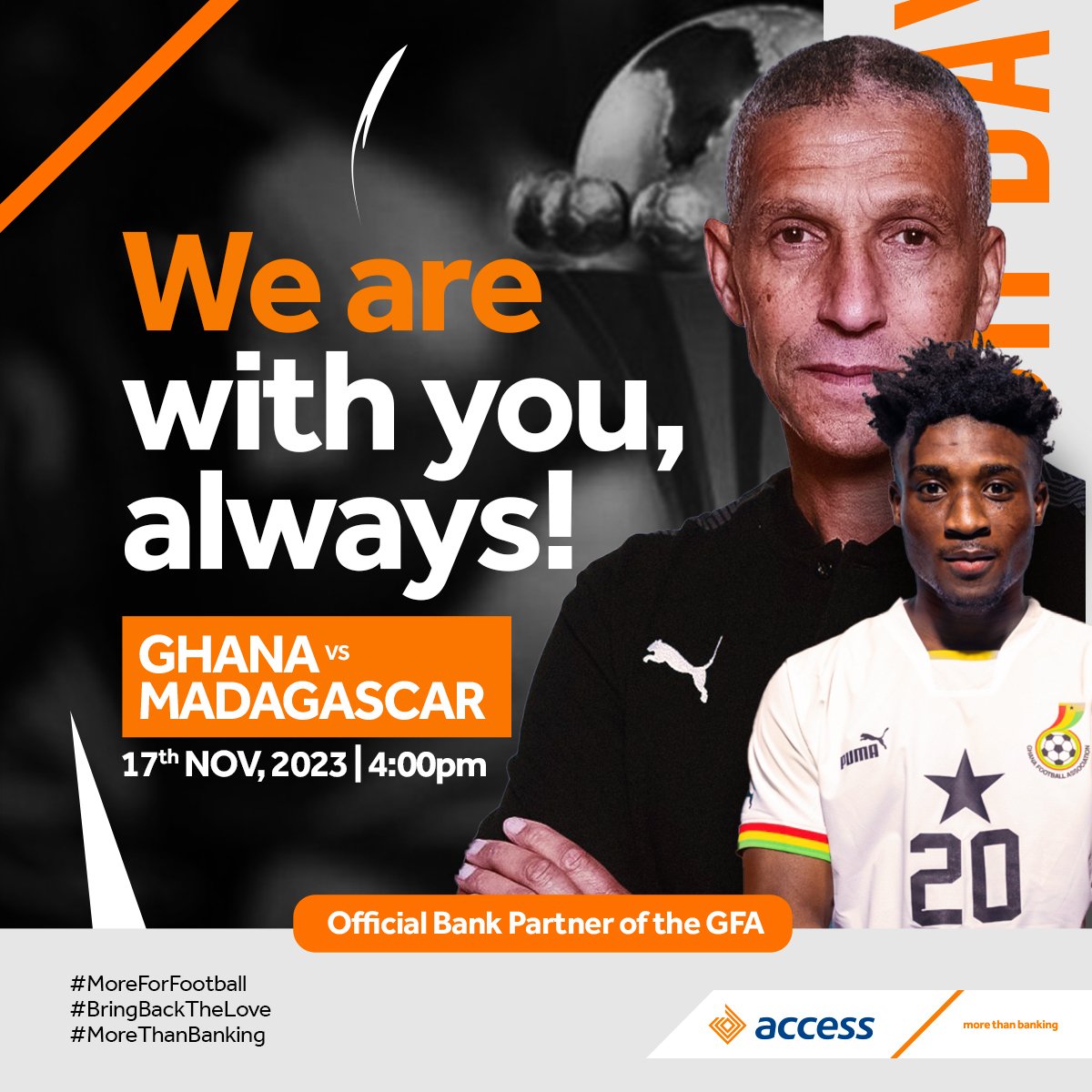 We go again today - this time against Madagascar.

Let’s stand as one in full support of our Black Stars.

#ForTheLoveOfFootball #BringBackTheLove #BlackStars #MoreThanBanking