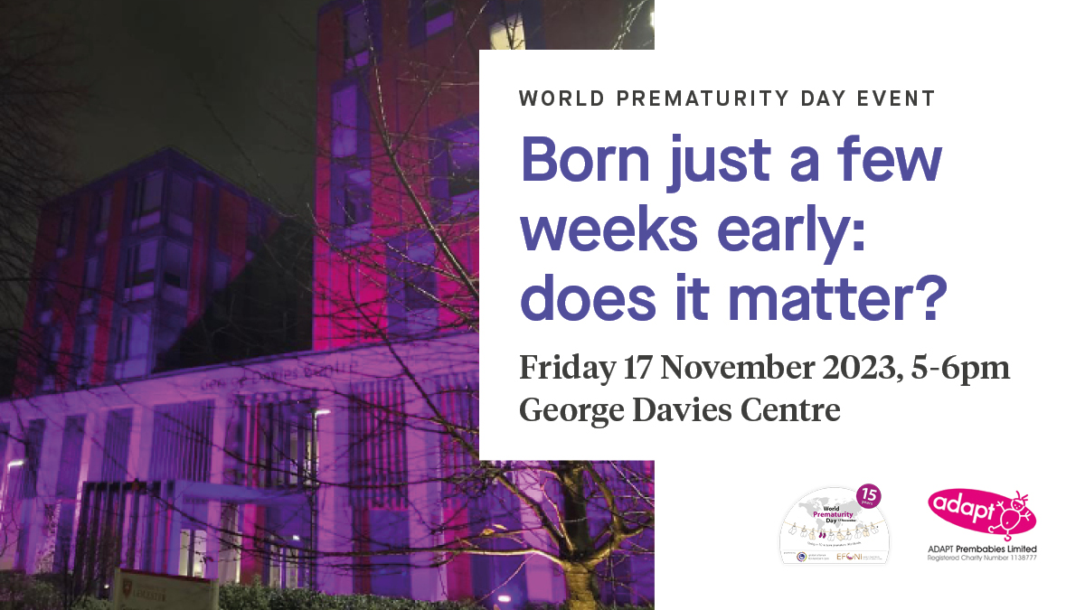 Join us this evening at the University of Leicester for our free public event to mark World Prematurity Day 'Born just a few weeks early: does it matter?'. See the programme and register here: le.ac.uk/health-science… @TIMMSleicester @UoL_Health_Sci @UHLNeonates @SamJPsych