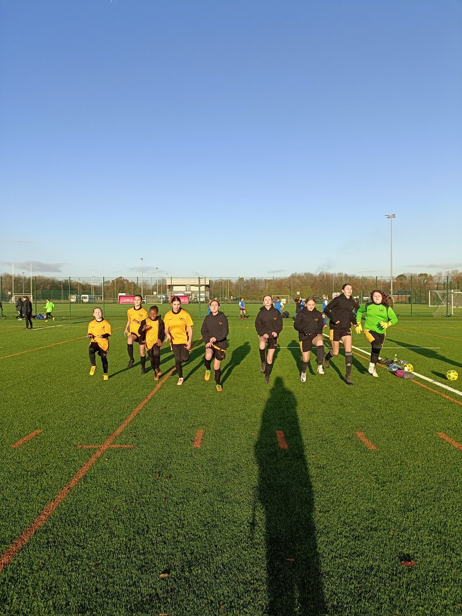 WingfieldAcadPE's tweet image. Warming up for the U13 Rotherham schools tournament. Good luck girls!⚽