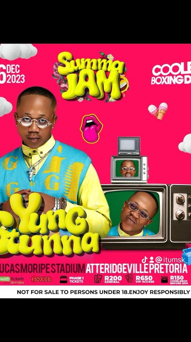 Itu_Msk's tweet photo. 🚨🚨🚨 Up next to set the stage ablaze YOUNG STUNNA🔥🔥🔥 see him live at the JAM of all JAMS 

Be sure to get your tickets now 👇🏽

🎫🎟️ Phase 1 Tickets 

Web tickets 👉🏽 https://t.co/9ehYFTqHl5
Or any
Pick ‘n Pay or Boxer outlets ‼️

#CoolerboxingDay 
#SummaJam 
#Pheli26 https://t.co/gruqLctj9Q