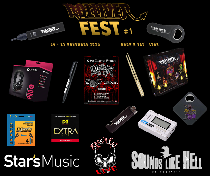 ROLLIVER5's tweet image. Les lots de la tombola du Rolliver Fest, le 24 &amp;amp; 25 novembre au Rock n'Eat !

Merci à Star's Music et Sounds Like Hell pour ces beaux cadeaux !

#festival #festival2023 #concert #concert2023 #metal #rock #concours #jeuxdesociete #jeu #tombola #tirageausort