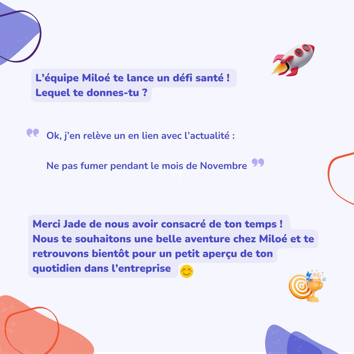 🚀La famille Miloé s’agrandit ! 🌟 👩🏻

Nous sommes ravis de vous présenter un nouveau membre qui rejoint notre belle équipe : Jade, notre dynamique alternante au poste de Chargée de Projet ! 👏

#alternance #chargeedeprojet #etudes #master #sante #recrue