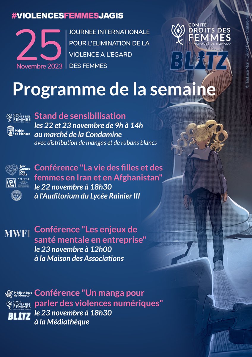 BlitzManga's tweet image. Blitz s’associe au @GvtMonaco  pour dénoncer les violences numériques et participer activement aux événements en lien avec la Journée internationale pour l’élimination de la violence à l’égard des femmes.