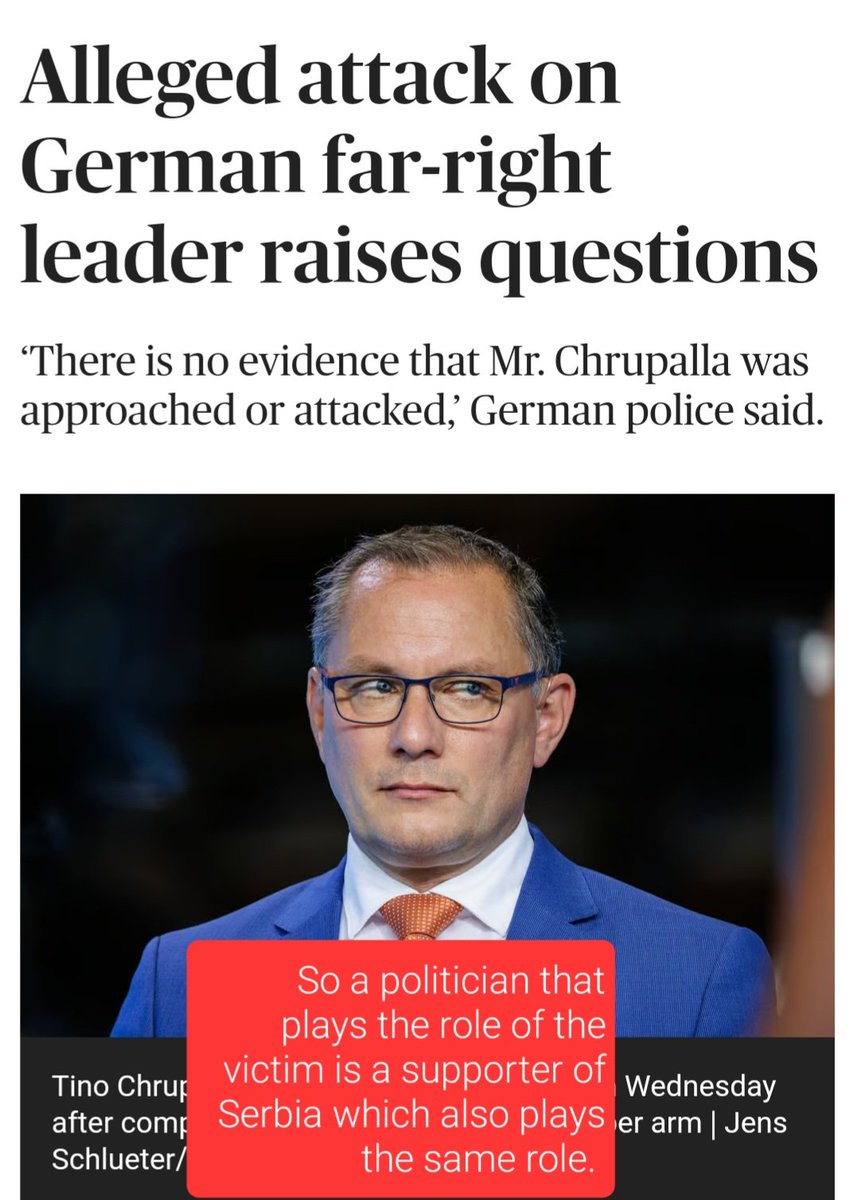 Leader of alternative german party who recently lied about being attacked during his campaign that he had in Bavaria for which incident the 👮‍♂️ &the prosecution denied his statement cuz there is no evidence that he was attacked.
#theirony #🇩🇪 #serbia #rolevictim 
#Tinochruppalla