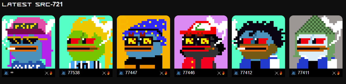 StampepeBTC's tweet image. The firsts to escape from mempool! 
Look how clean they are 🐸

🎁FREEMINT still ongoing (with current fees around 60 usd)
stamped.ninja/collection/sta…

The first and only original 10K collection in STAMP.

#src20 #bitcoinstamps #bitcoinnft #Bitcoin