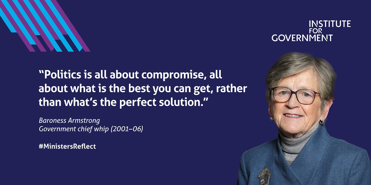 instituteforgov's tweet photo. [NEW] Former whips - @AnneMilton, Baroness Armstrong and @Patrick4Dales reveal what it was really like to work in the Whips' Office in the Blair, Cameron and May governments.

Read their full #MinistersReflect interviews https://t.co/xVDSB1YTCL https://t.co/Gz32RdJLD4