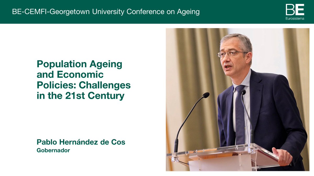 Discurso de apertura del gobernador #bdeHdeCos de la #ConferenceOnAgeing organizada por @BancoDeEspana @CEMFInews y @Georgetown 👉 bde.es/wbe/es/noticia… #bdeDiscursos #Envejecimiento