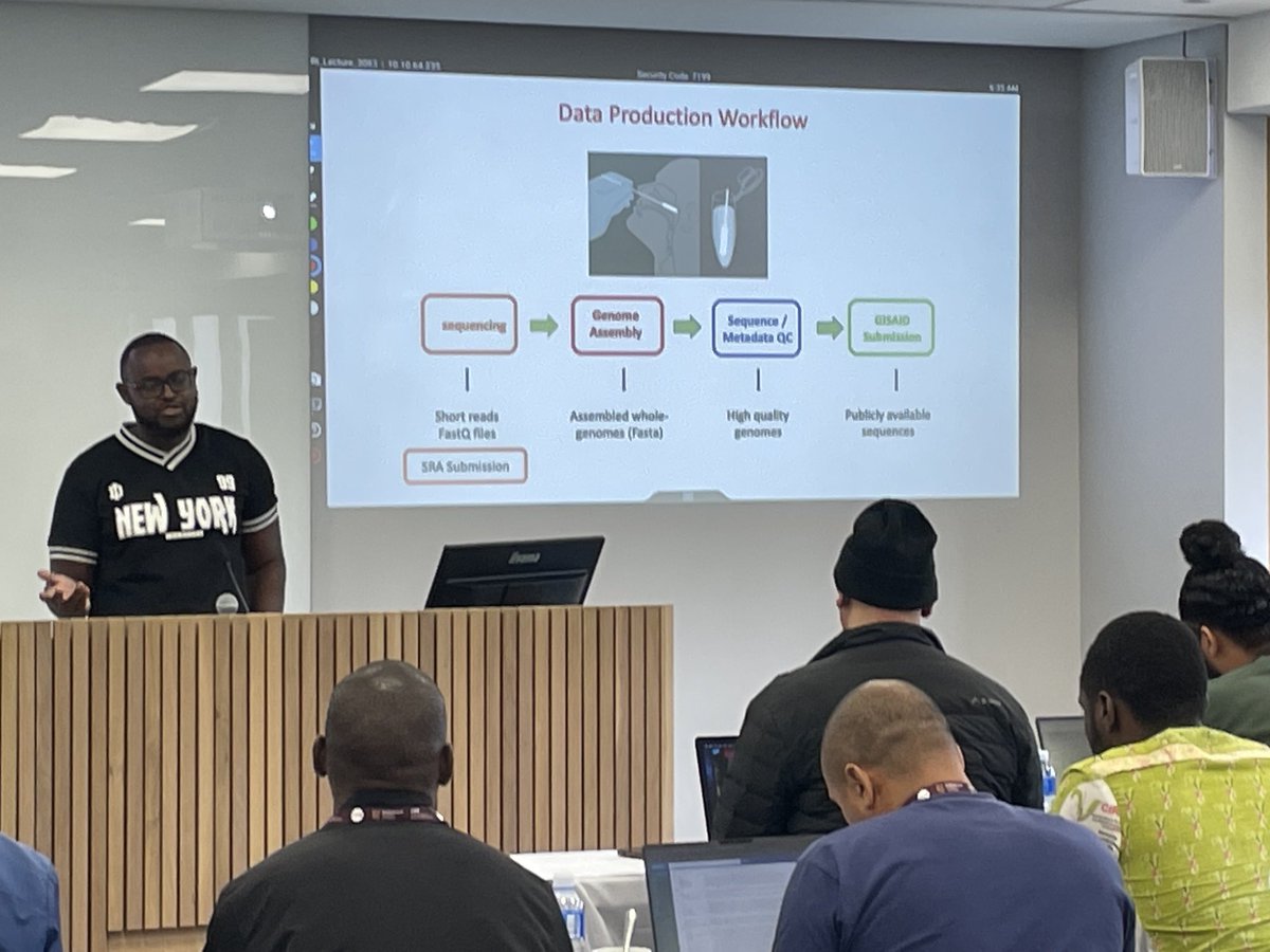 Derek ⁦<a href="/DKTshiabuila/">Derek Tshiabuila</a>⁩ a PhD student from CERI teach about open data and submission to Genbank and ⁦GISAID⁩