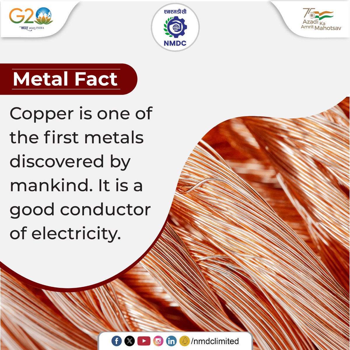 nmdclimited's tweet photo. Powering the future, Copper is being widely used in the field of Electricals & electronics
#MetalFact https://t.co/0YZTGkx4Vw