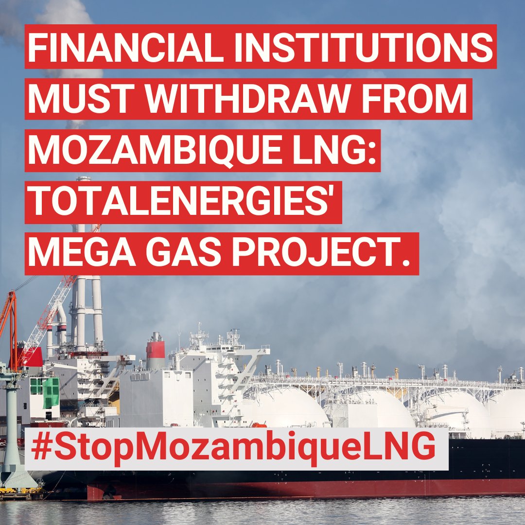 Together with 123 other civil society organisations, we are calling on financial institutions to stop supporting Mozambique LNG, a carbon bomb operated by @TotalEnergies.

Find out why in our open letter ⬇️
banktrack.org/download/publi…
#StopMozambiqueLNG