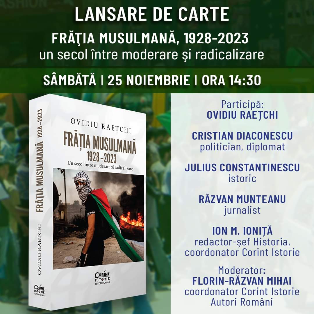 Raetchi's tweet image. Lansarea cărții despre Frăția Musulmană - la Gaudeamus. 

Sâmbătă, 25 noiembrie, de la 14.30, cu un panel remarcabil de vorbitori.