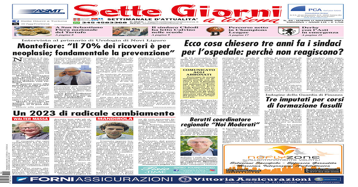 𝗟𝗔 𝗣𝗔𝗚𝗜𝗡𝗔 𝗙𝗟𝗔𝗦𝗛 𝗗𝗜 𝗦𝗘𝗧𝗧𝗘 𝗚𝗜𝗢𝗥𝗡𝗜
𝗡.𝟰𝟰 𝗱𝗲𝗹 𝟭𝟳.𝟭𝟭.𝟮𝟬𝟮𝟯
➡ settegiorniatortona.it/2023/11/17/la-…