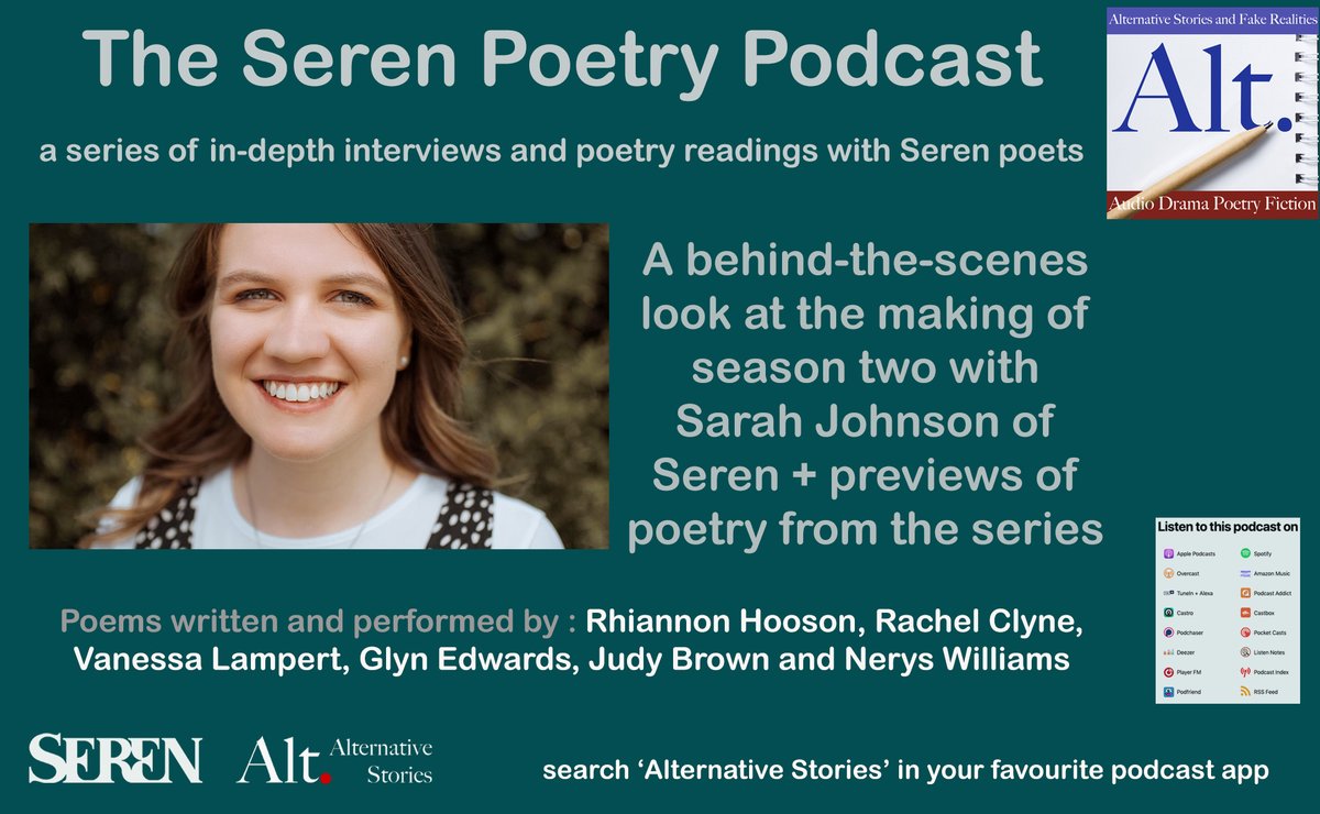 StoriesAlt's tweet photo. #poetrytwitter 

Out today on the Alternative Stories #podcast we interview @SarahJ_writer about the 2nd series of the @SerenBooks #poetry podcast

Alongside the interview we have #poems from @nessalampert @glynfedwards @archifsain @JudyBrown__ + more

🎧https://t.co/06z9YVvDUM https://t.co/EmigfIfD2a