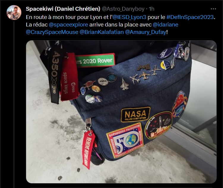 IESD_Lyon3's tweet photo. Le #DefInSpace2023 est aujourd'hui!
Un véritable 𝑐𝑟𝑒𝑤 est en effet en route pour nos équipes:
- @Astro_Danyboy (Space Kiwi)
- @CrazySpaceMouse (@spaceexplore)
- @idariane (@RevesdEspace)
- Jaouahir Martinucci
Un grand merci à eux et à l'@UJML de prendre part à cet évenement! https://t.co/GqAgdGQ5it