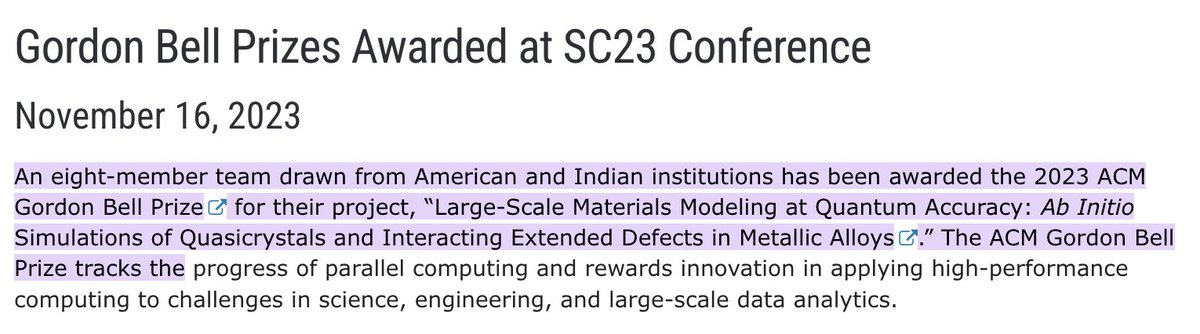 Phani Motamarri (@motamarriphani) on Twitter photo Absolutely honoured to represent <a href="/cdsiisc/">IISc Computational and Data Sciences</a> <a href="/iiscbangalore/">IISc Bangalore</a> from India on the Global Stage as a part of the team that won the 2023 ACM Gordon Bell Prize. This is the first time a research group from India has been a part of this prestigious accolade <a href="/IndiaDST/">DSTIndia</a> <a href="/PMOIndia/">PMO India</a> Absolutely honoured to represent <a href="/cdsiisc/">IISc Computational and Data Sciences</a> <a href="/iiscbangalore/">IISc Bangalore</a> from India on the Global Stage as a part of the team that won the 2023 ACM Gordon Bell Prize. This is the first time a research group from India has been a part of this prestigious accolade <a href="/IndiaDST/">DSTIndia</a> <a href="/PMOIndia/">PMO India</a>