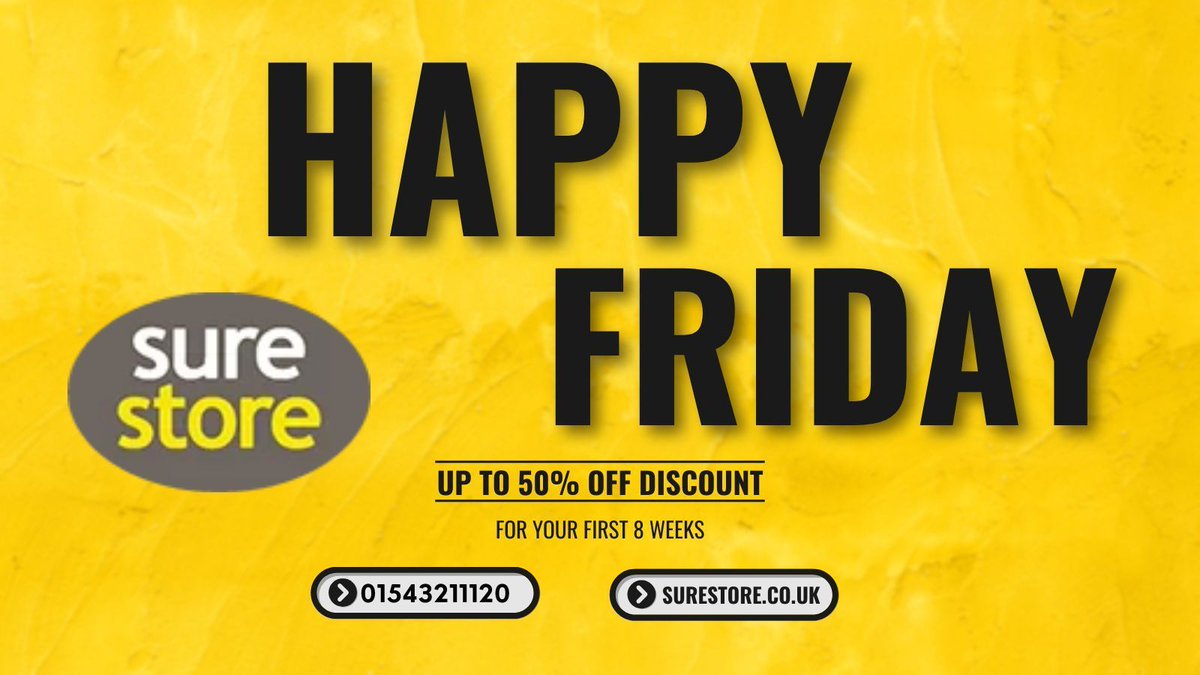 Friday is always a reason to celebrate especially with 8 weeks half price on your storage.
Call to reserve your unit now.....📞 01543 211120