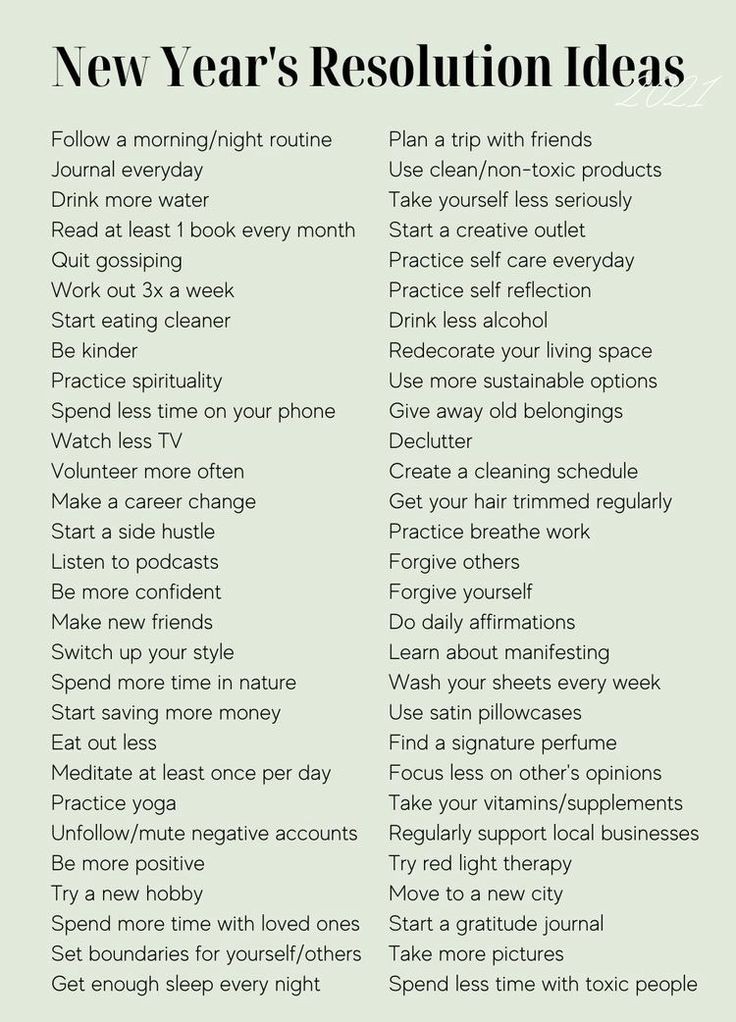 New Year's Resolution Ideas