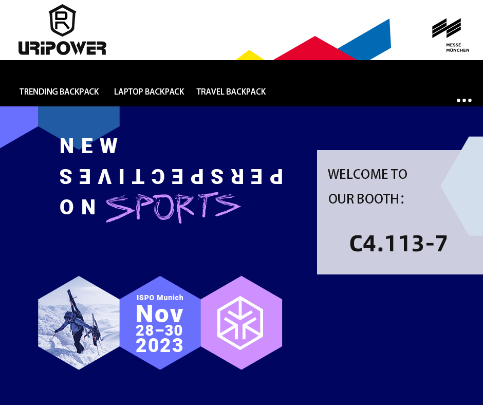 🚨Get ready to explore the incredible world of sports at 𝐈𝐒𝐏𝐎 𝐌𝐮𝐧𝐢𝐜𝐡.

Date: 11.28-11.30, 2023
Booth No.: C4.113-7

Join Uripower Bags Manufacturer at ISPO Munich 2023!
Web: video.uripower.com
#ISPOmunich #sports #sportsbackpack #backpack #laptopbackpack #rucksack