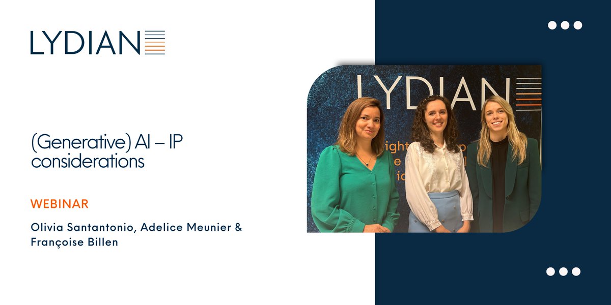 The first webinar "(Generative) AI - IP considerations", took place yesterday.  

Many thanks to all participants!  
#Lydian #AI