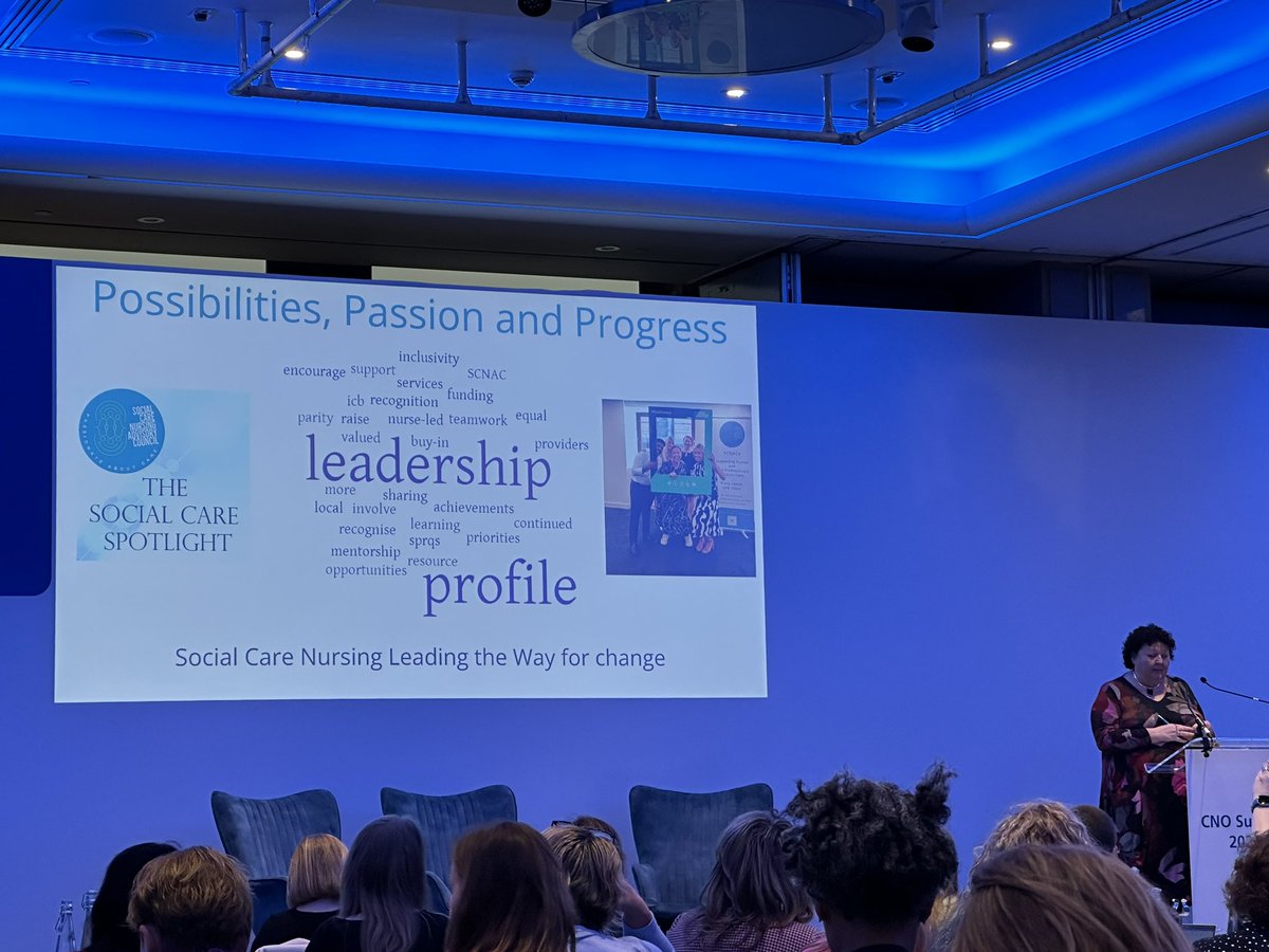 SouthPaula's tweet image. #CNOSummit Deborah Sturdy putting Social Care Nursing in the spotlight. Nurses working  using a strengths based and person centred approach. Changing the narrative, workforce development and training are crucial.
