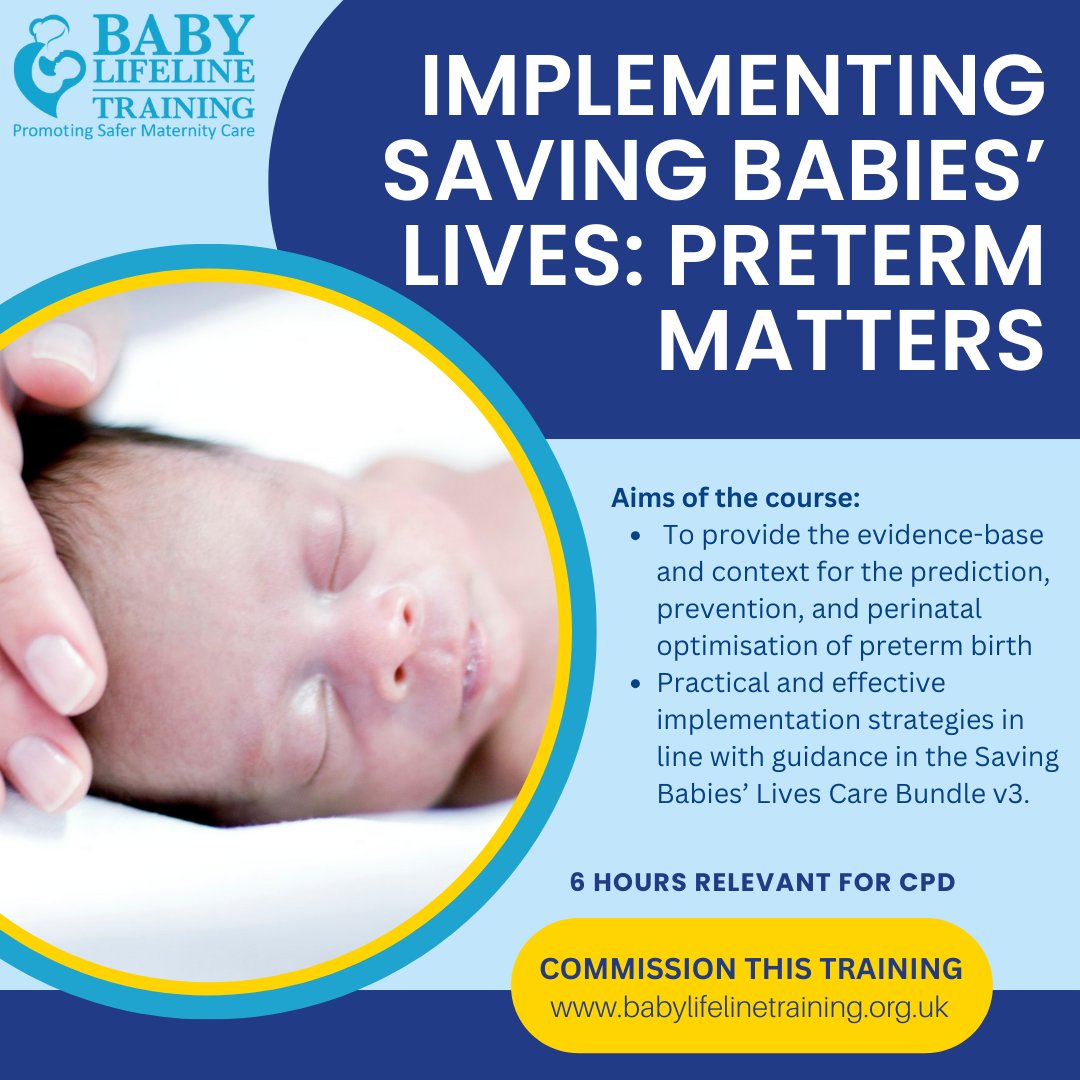 BabyLLTraining's tweet image. This World #Prematurity Day, we&apos;re proud to announce the return of our &apos;Implementing Saving Babies&apos; Lives: Preterm Matters&apos; course, led by @crustymcrusty &amp;amp; @lizzybonney 🤰👶💙

Find out more &amp;amp; commission this training: babylifelinetraining.org.uk/courses/implem…

#SavingBabiesLives
#PretermMatters