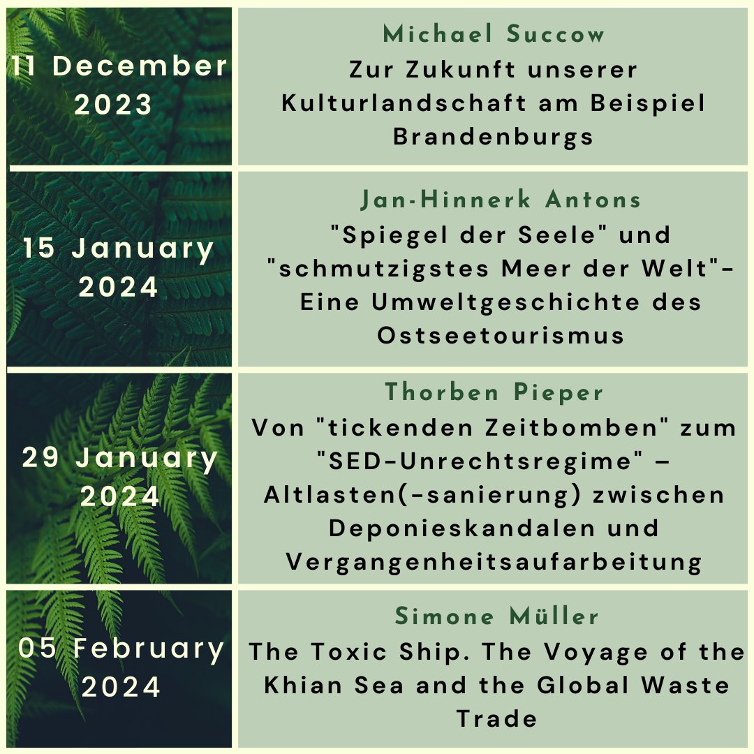 The Berlin Brandenburg Colloquium on Environmental History provides for an informal exchange on research in the environmental humanities. The talks will be hosted on Zoom from November through February and you are welcome to join.

Link: networks.h-net.org/group/announce…