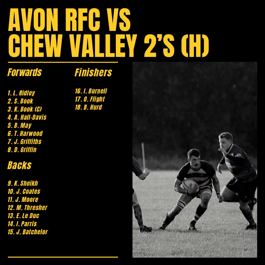 ⚫️🟡SQUAD🟡⚫️ Our 1st XV to face Chew Valley 2’s at Home. Hicks Field will be looking lively with 2 teams at home this week! #blackandyellow