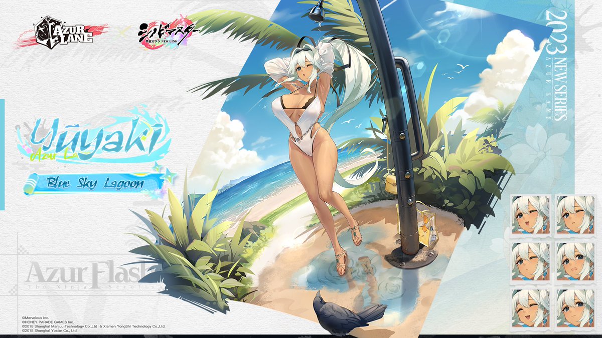 AzurLane_EN's tweet photo. 🌴Blue Sky Lagoon🌴

Phew... Nothing beats a cold shower. Commander, do you want to join in?

Yūyaki is changing into her new attire. She will grace your dock in the near future, Commander.

#AzurLane #Yostar #SenranKagura https://t.co/qe2FNlZxfc