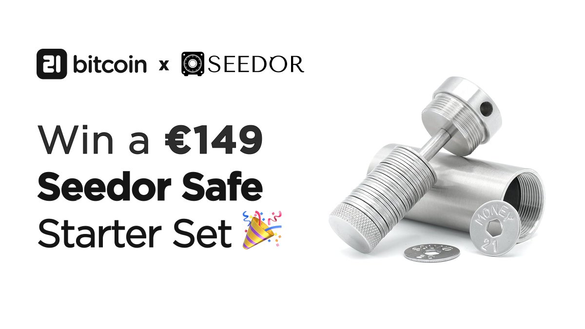 Win a Seedor Safe Starter Set! 🎁

How to enter:
➡️ Follow <a href="/seedor_io/">SEEDOR⚡Bitcoin Backup</a> &amp; <a href="/21bitcoinApp/">21bitcoin 🇩🇪🇦🇹</a> 
🔁 Retweet 
💬 Tell us when you first heard about #bitcoin 

The winner will be drawn from all entries on Wednesday, November 22 at 11am. 🏆

Good Luck! 🍀