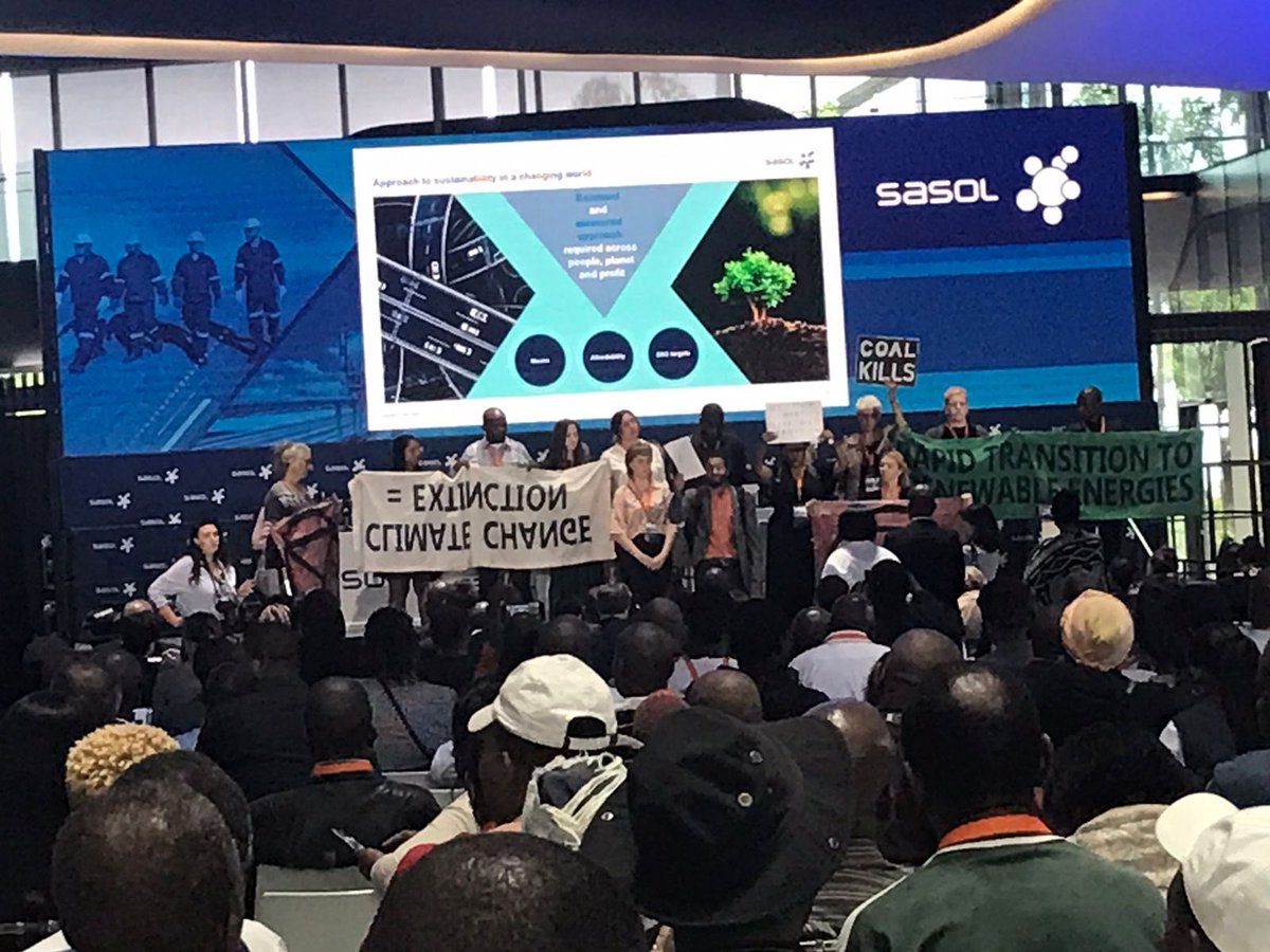 We have stopped the Sasol AGM! The board had to listen to the testimony of the victims of climate crimes.  We made our voices heard.  No future in #FossilFuels  Sasol must pay its #climatedebt @Earthlife_JHB @XRGauteng @XrVaal @Debt4climateSA #shareholderactivism @JustShareSA