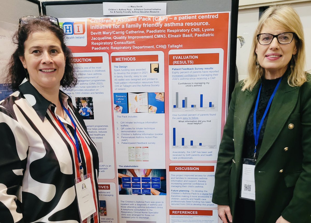 Well done to the amazing Respiratory CNS team @CHIatTallaght prize winners at the Irish Thoracic Society Conference last week for their presentation and work on the development of the CHI Children’s Asthma Pack @belnazir @jacquie99999 @GraBauer @fionnatb