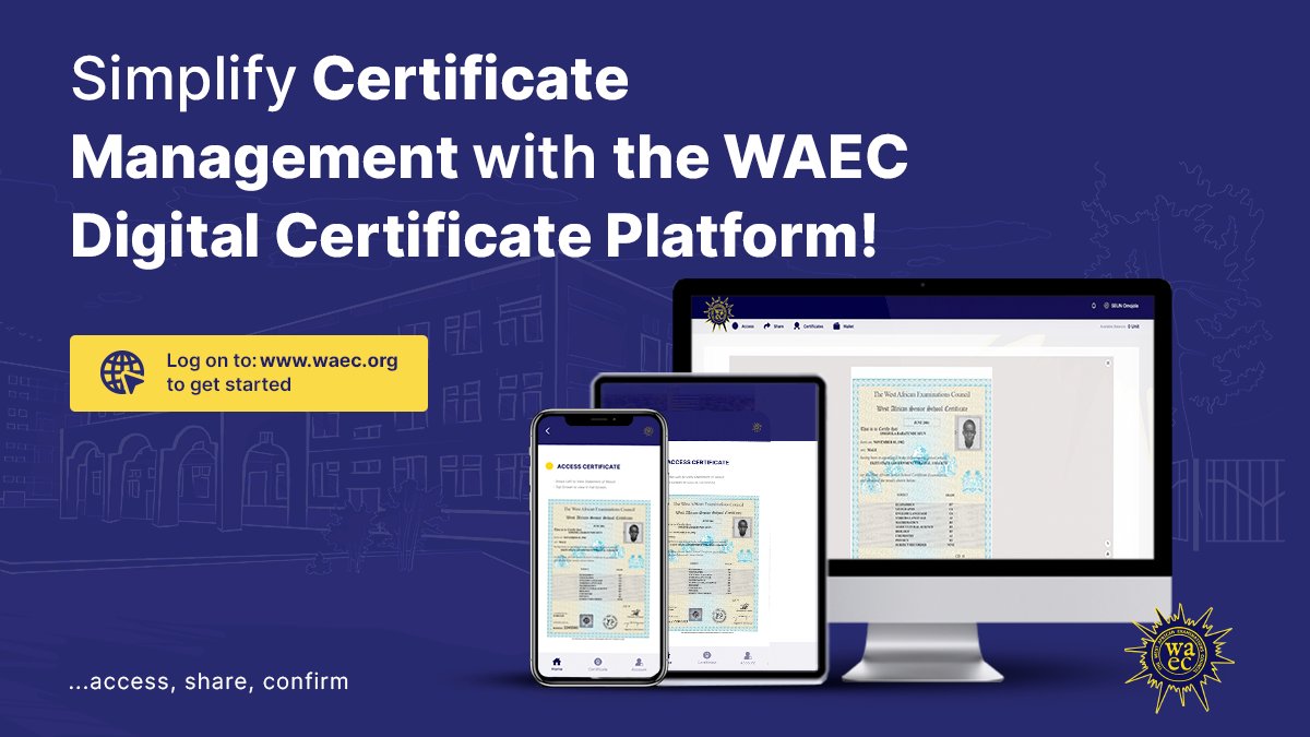 Easily access, share, and confirm your WAEC certificate for academic and job pursuits. Log on to waec.org!