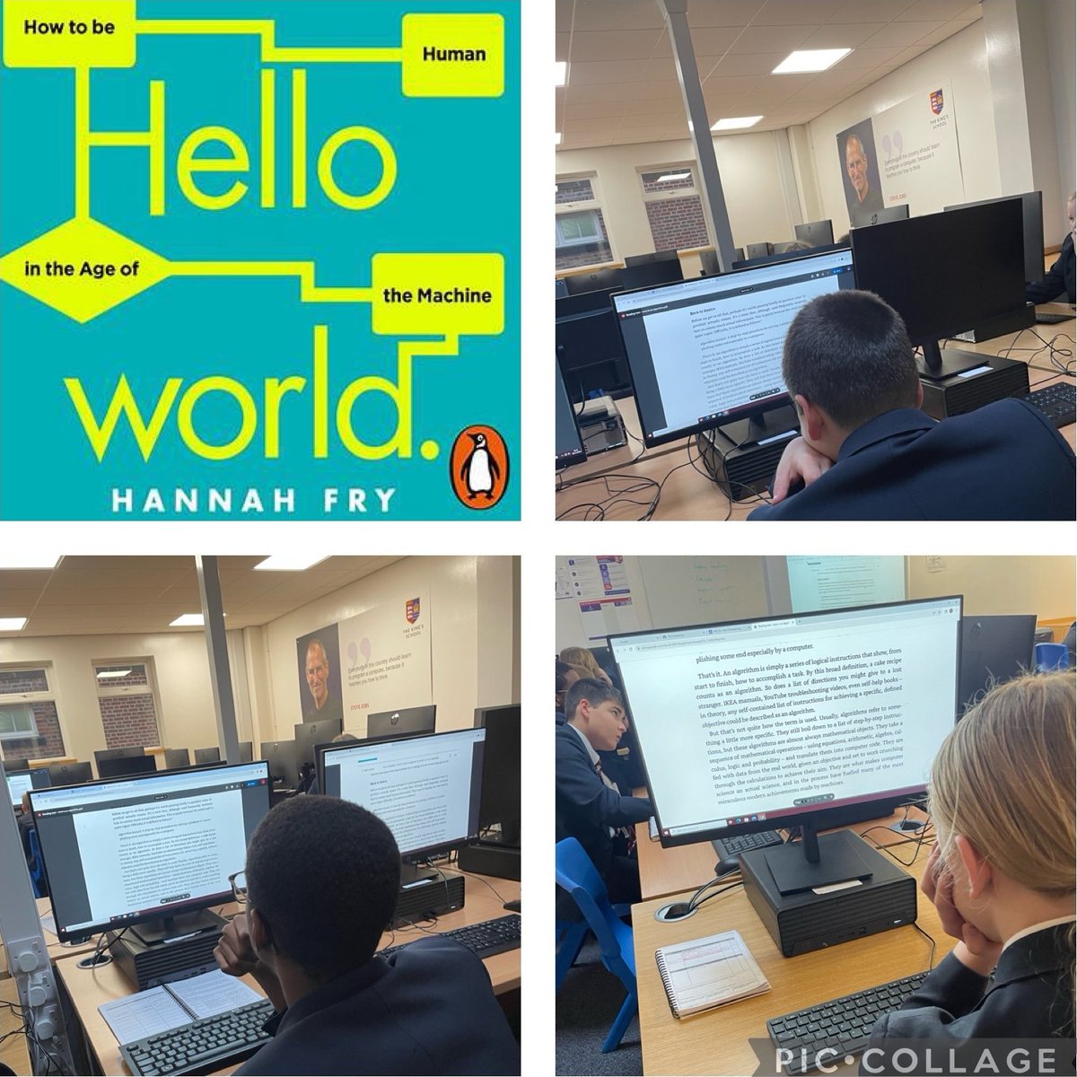 PATKingsSchool's tweet image. This week in #Computing, Year 8 are reading 'Hello World' by Hannah Fry and going on to create their own algorithms using Python! #helloworld #getkidscoding #getkidsreading #code