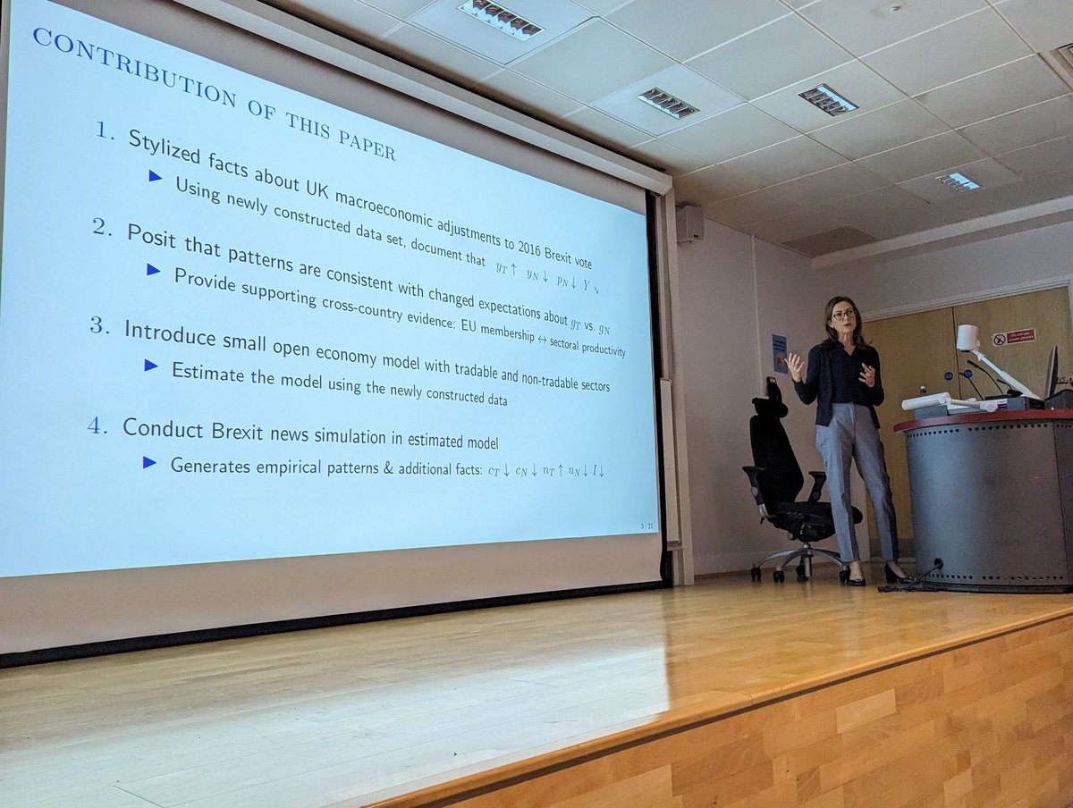 Silvana Tenreyro, <a href="/LSEEcon/">LSE Department of Economics</a>, now looks at whether the 2016 #referendum result provided news on a slowdown in future traded sector productivity as a result of a #Brexit.

3/n

<a href="/NIESRreview/">NIER</a>