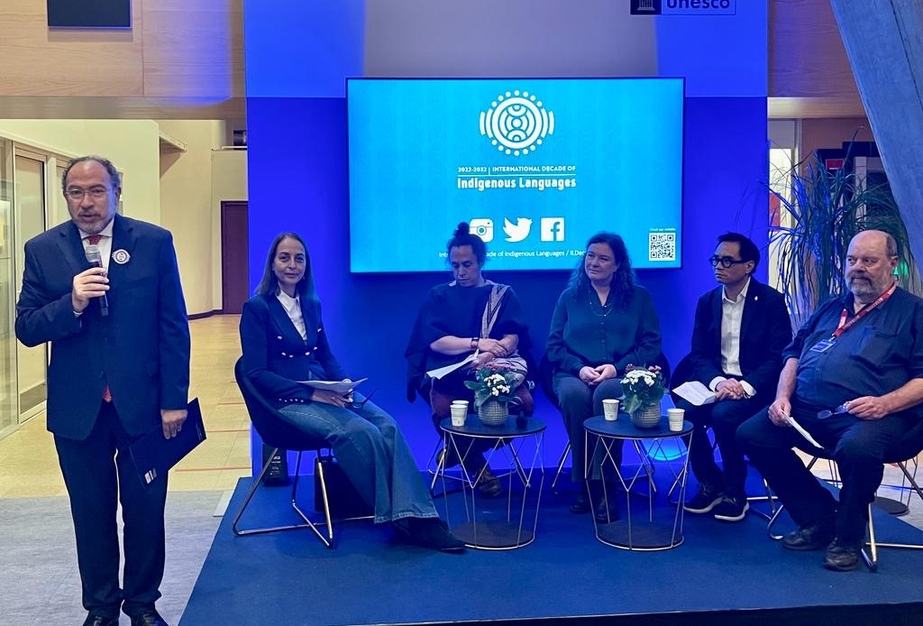 Glad to attend a discussion with Denis Rose, Kevin Chan from @Meta, Kristin Solbjør and Juan Pablo Gutiérrez on empowering indigenous languages in the digital age at UNESCO’s Partnership Forum! 📢🌐 Let's work towards #DigitalEmpowerment for #IndigenousLanguages @ILDecade