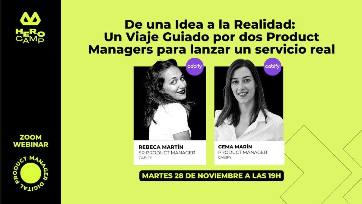 TheHeroCamp's tweet image. Y es que en #TheHeroCamp Non stop!🛑 Os dejamos próximo evento para #ProductManager el martes 28/11, de la mano de dos chicas todoterreno: #RebecaMartín y #GemaMarín Products managers en @CabifyTech ¡Apúntate aquí!➡️: bit.ly/49H0yml