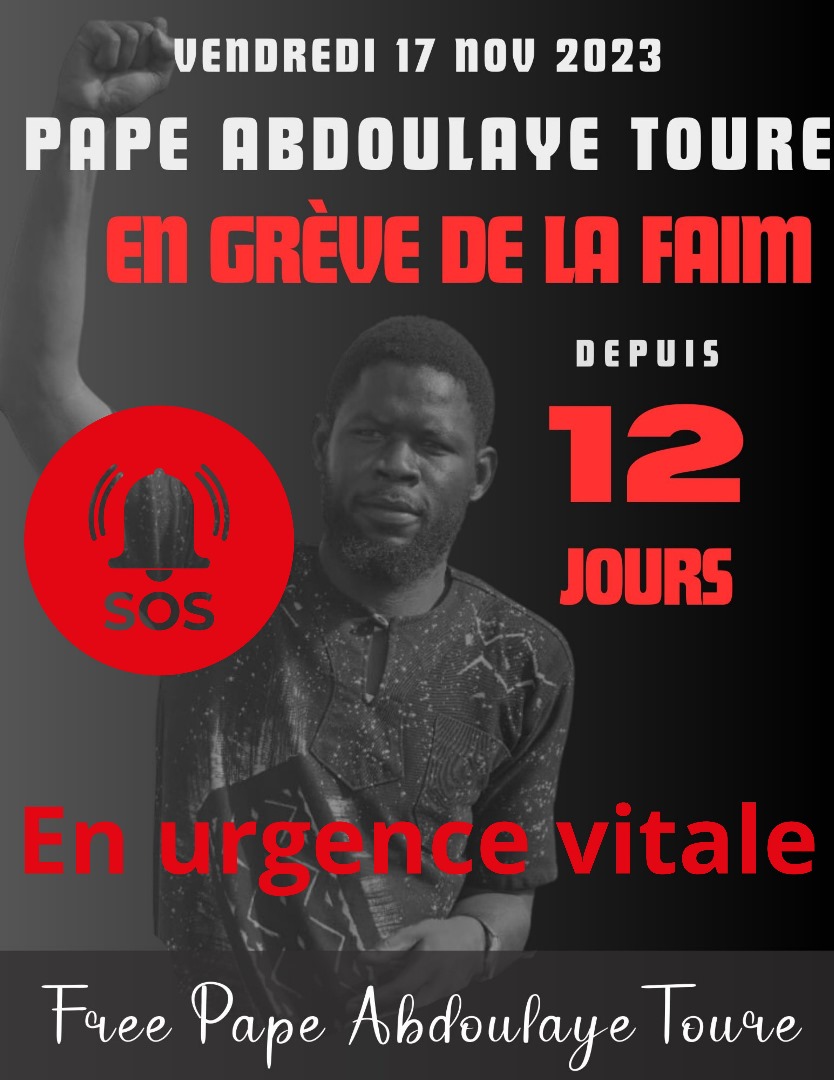 DjibyNiang221's tweet photo. 🚨 Vendredi 17 Novembre 2023
Pape Abdoulaye TOURE est en grève de la faim depuis 12 jours pour revendiquer le respect de ses droits fondamentaux, notamment le droit à l'éducation et à la liberté.
🚨🚨🚨IL EST EN URGENCE VITALE
#FreeSengal
#FreePat
#FreeAllPoliticalPrisoners https://t.co/qZy42Glk2N